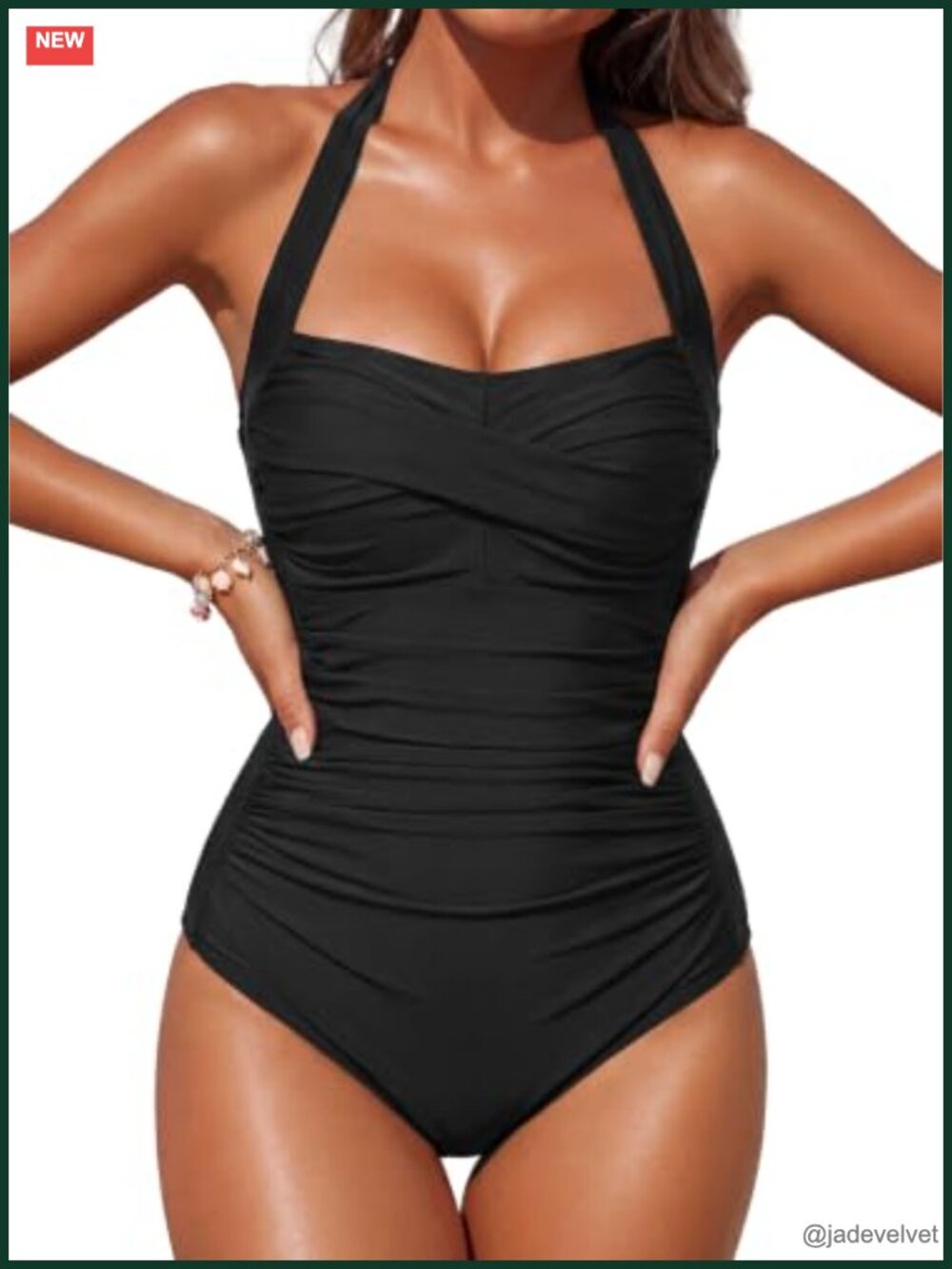 Tummy Control Halter One Piece Slimming Ruched Push Up Bathing Suit